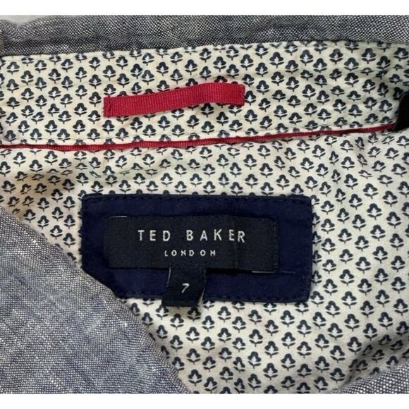 Ted Baker London Mens Short Sleeve Polo Size 7 Blue Pinstripe - Picture 9 of 12